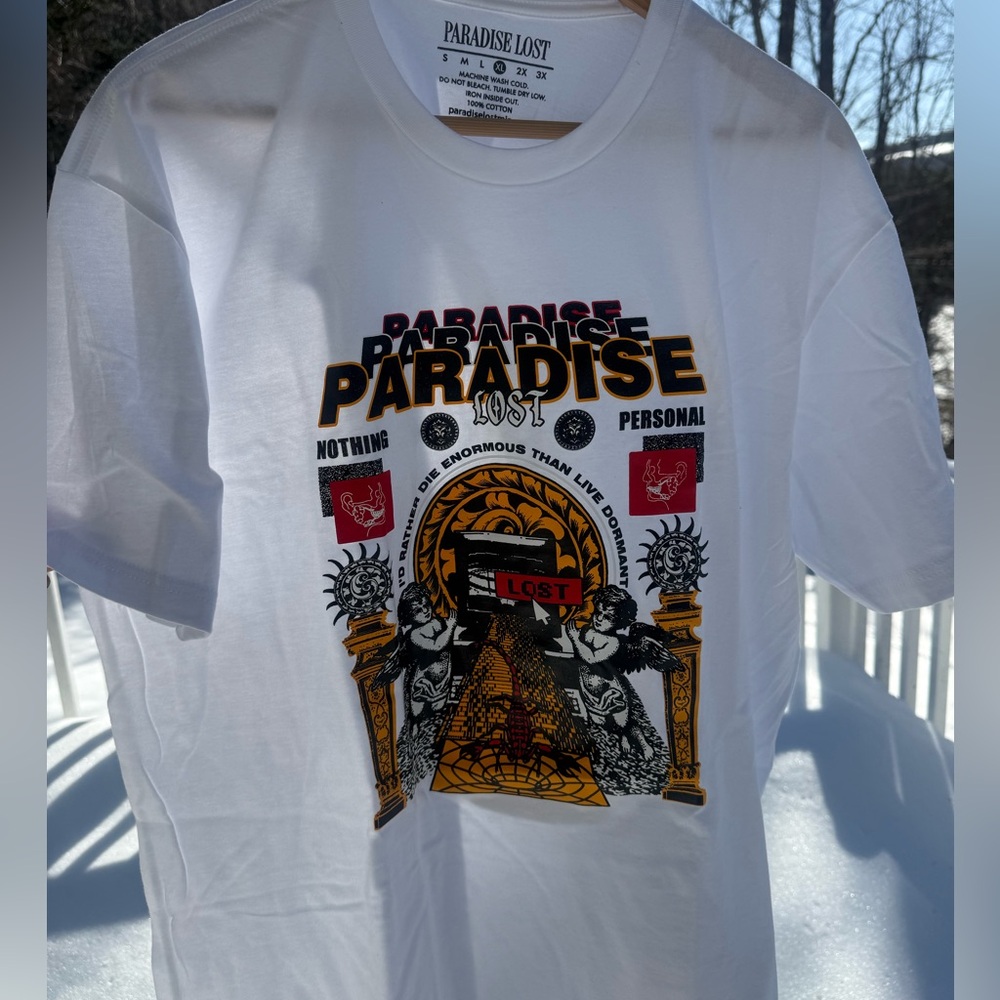 Paradise Lost Graphic Tee XL White Streetwear Angel Pyramid BNWOT